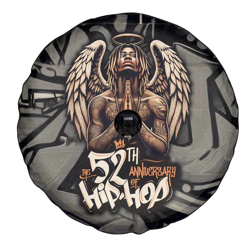 52th Anniversary Of Hiphop Celebration Spare Tire Cover with Praying Angel Graphic and Urban Graffiti Background TS04
