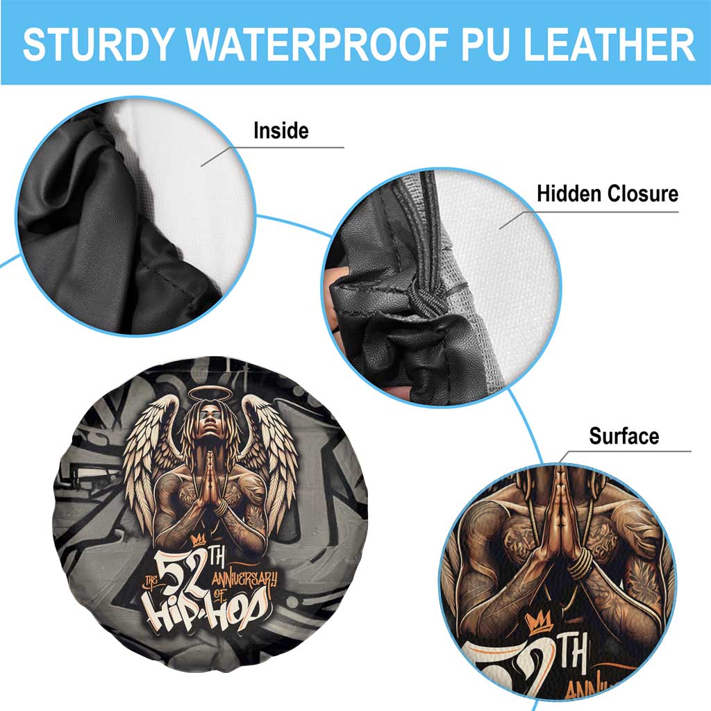 52th Anniversary Of Hiphop Celebration Spare Tire Cover with Praying Angel Graphic and Urban Graffiti Background TS04