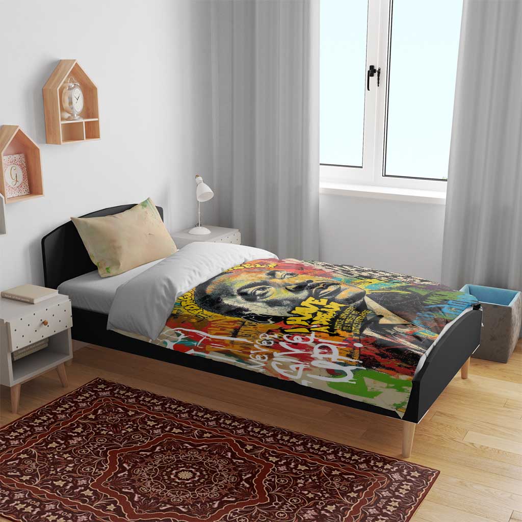 Martin Luther King Graffiti Afro Bedding Set Colorful Spray Paint Quotes and Crown TS04