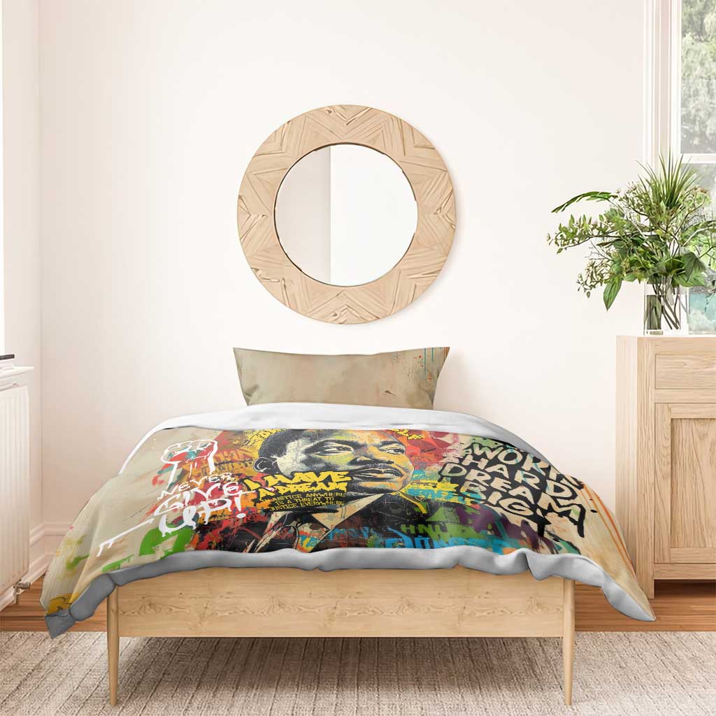 Martin Luther King Graffiti Afro Bedding Set Colorful Spray Paint Quotes and Crown TS04