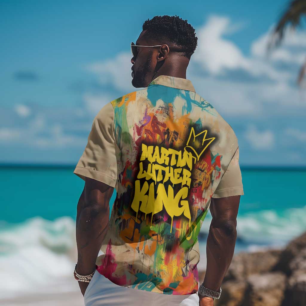 Martin Luther King Graffiti Afro Hawaiian Shirt Colorful Spray Paint Quotes and Crown TS04