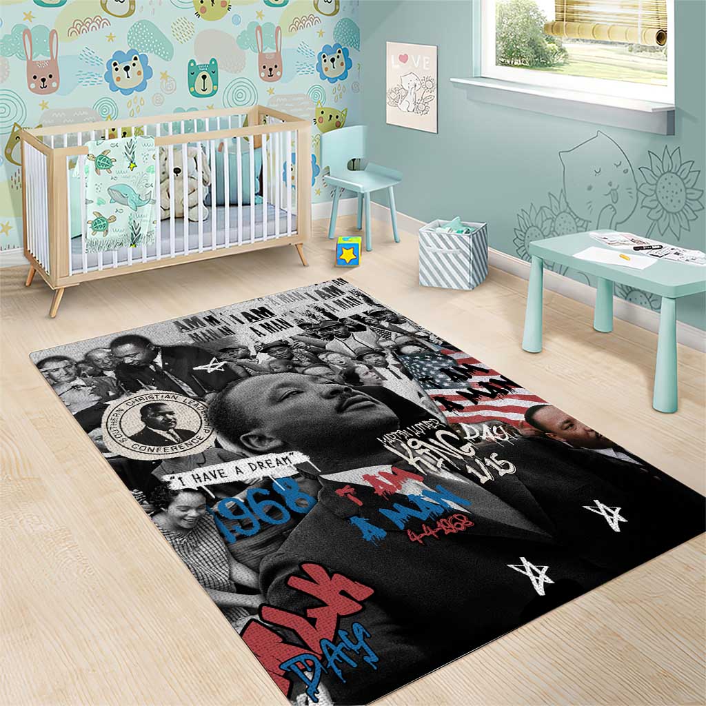 Martin Luther King Day Afro Area Rug Civil Rights Leader - Classic American Street Graffiti TS04