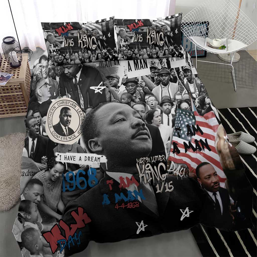 Martin Luther King Day Afro Bedding Set Civil Rights Leader - Classic American Street Graffiti TS04