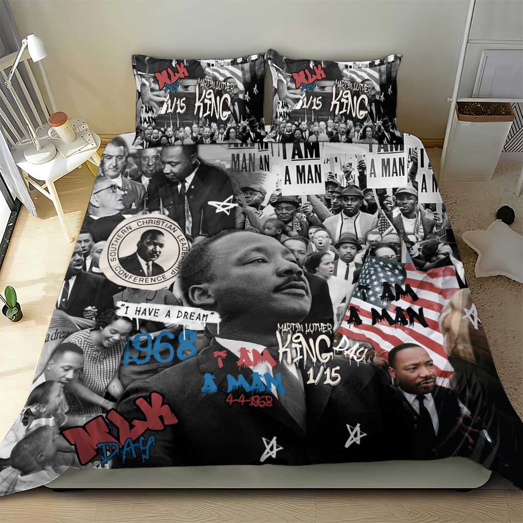 Martin Luther King Day Afro Bedding Set Civil Rights Leader - Classic American Street Graffiti TS04