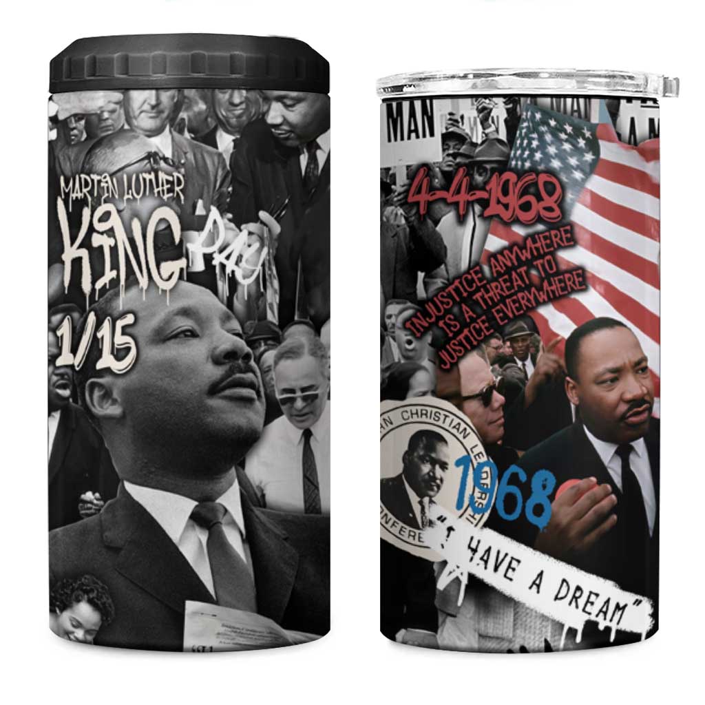 Martin Luther King Day Afro 4 in 1 Can Cooler Tumbler Civil Rights Leader - Classic American Street Graffiti TS04