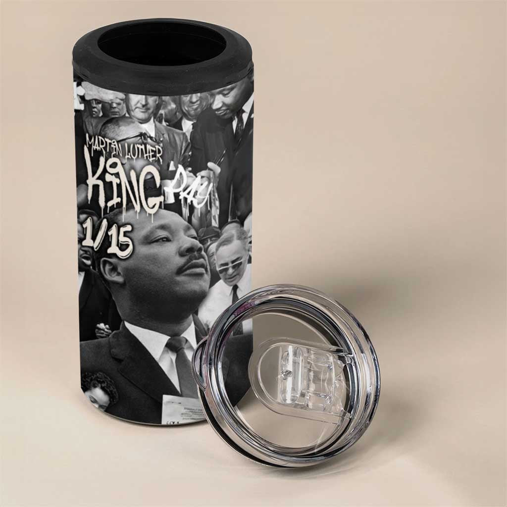 Martin Luther King Day Afro 4 in 1 Can Cooler Tumbler Civil Rights Leader - Classic American Street Graffiti TS04