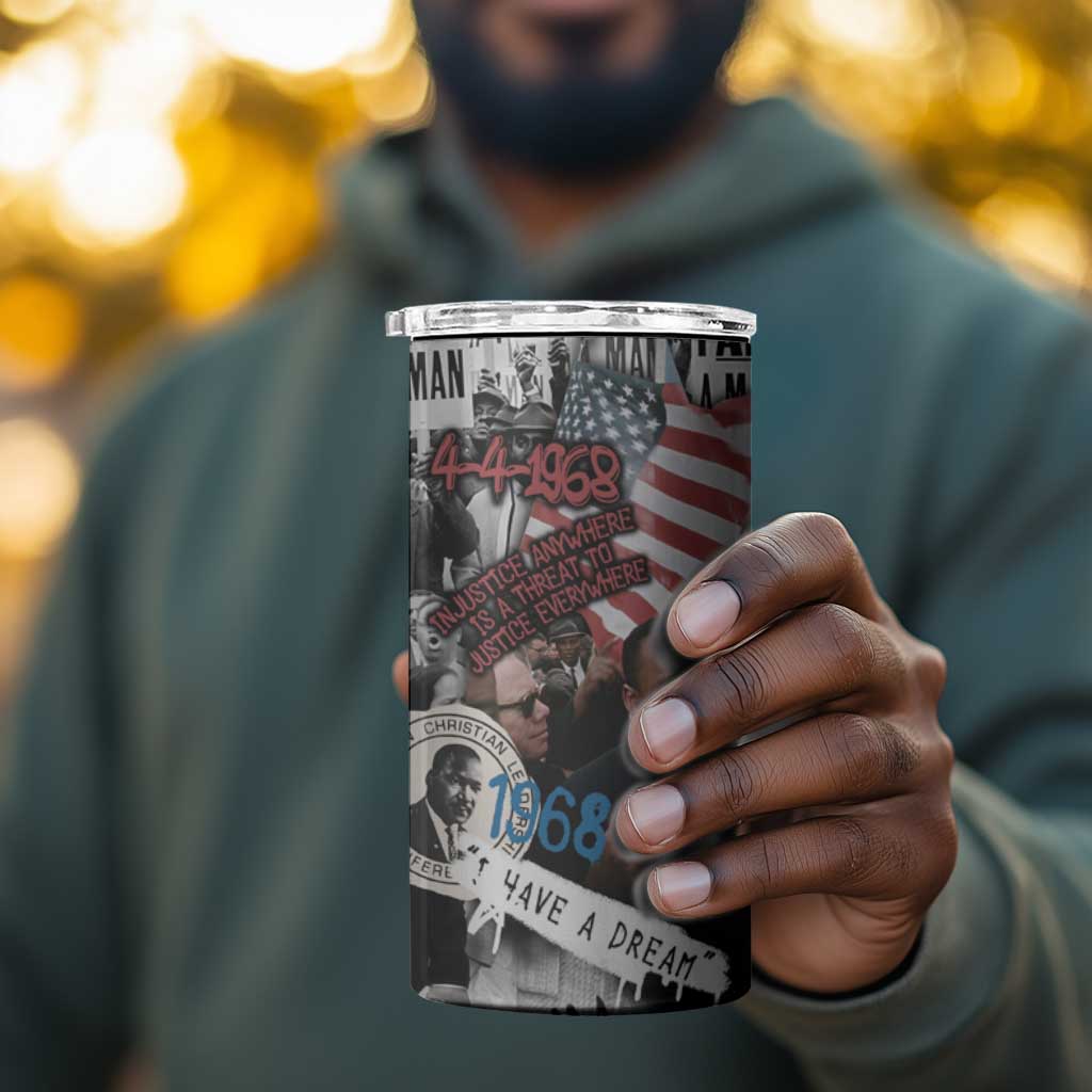 Martin Luther King Day Afro 4 in 1 Can Cooler Tumbler Civil Rights Leader - Classic American Street Graffiti TS04