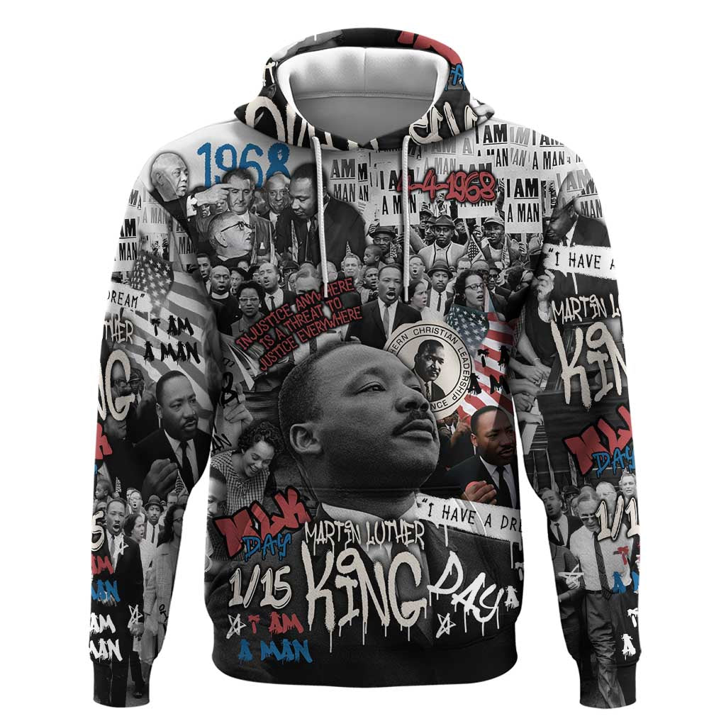Martin Luther King Day Tribute Hoodie Civil Rights Collage and Classic American Street Graffiti Colors TS04