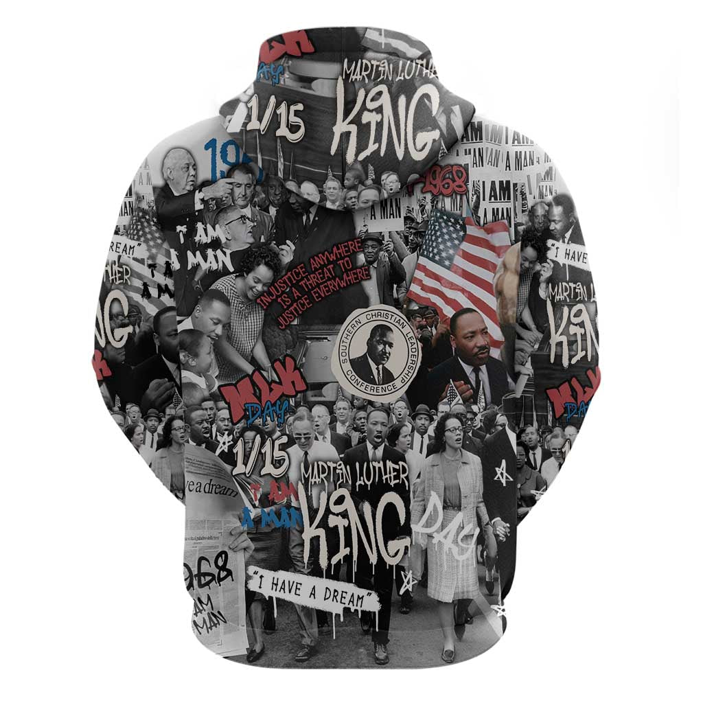 Martin Luther King Day Tribute Hoodie Civil Rights Collage and Classic American Street Graffiti Colors TS04