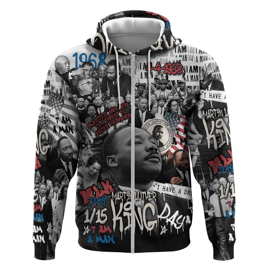Martin Luther King Day Tribute Hoodie Civil Rights Collage and Classic American Street Graffiti Colors TS04