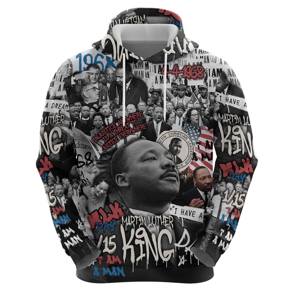 Martin Luther King Day Tribute Hoodie Civil Rights Collage and Classic American Street Graffiti Colors TS04