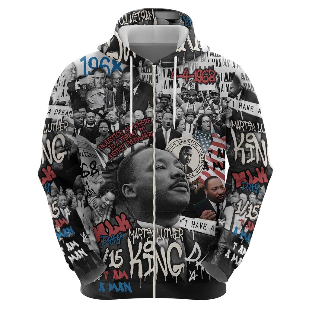 Martin Luther King Day Tribute Hoodie Civil Rights Collage and Classic American Street Graffiti Colors TS04