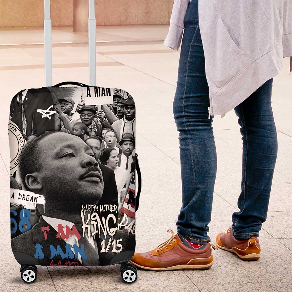 Martin Luther King Day Tribute Luggage Cover Civil Rights Collage and Classic American Street Graffiti Colors TS04