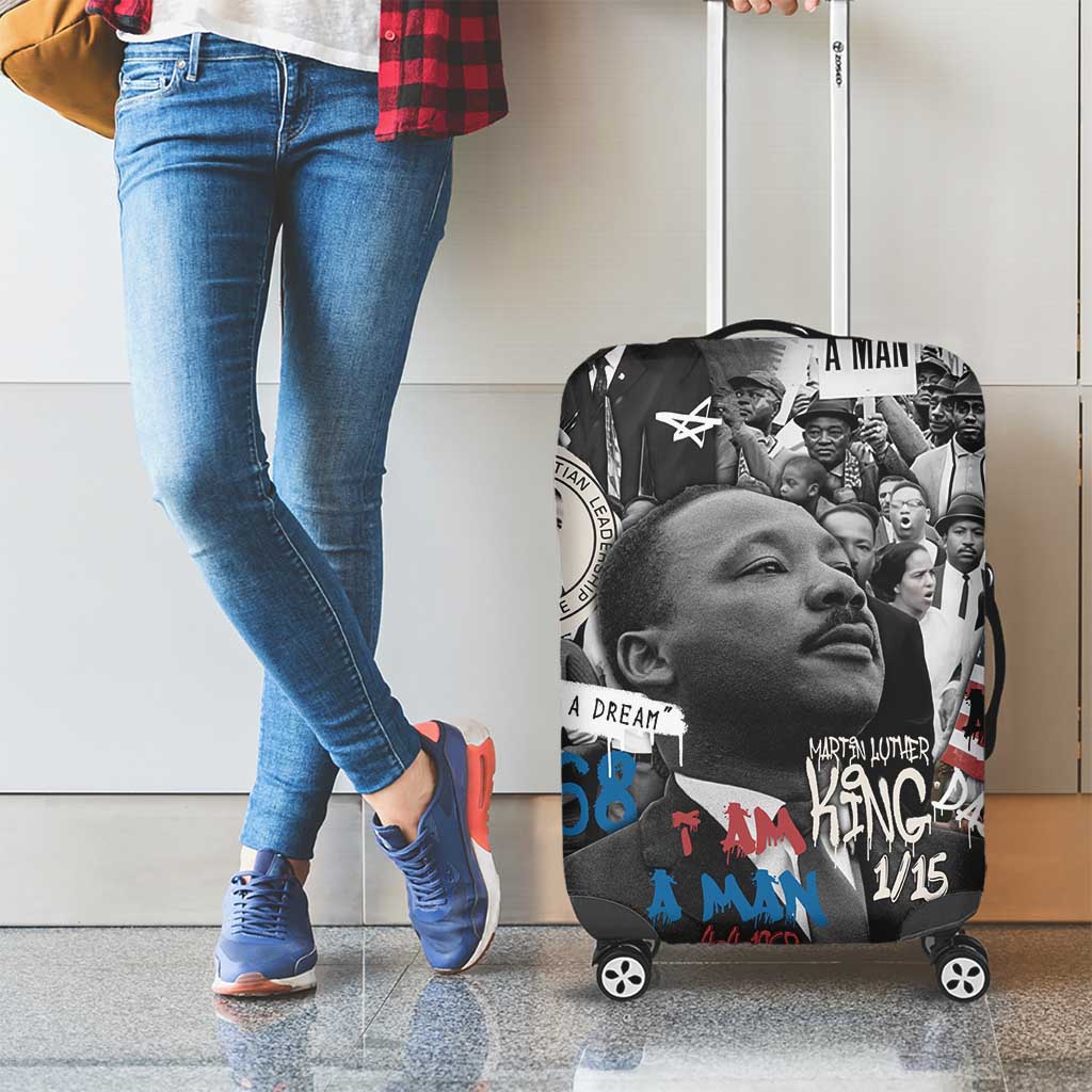 Martin Luther King Day Tribute Luggage Cover Civil Rights Collage and Classic American Street Graffiti Colors TS04