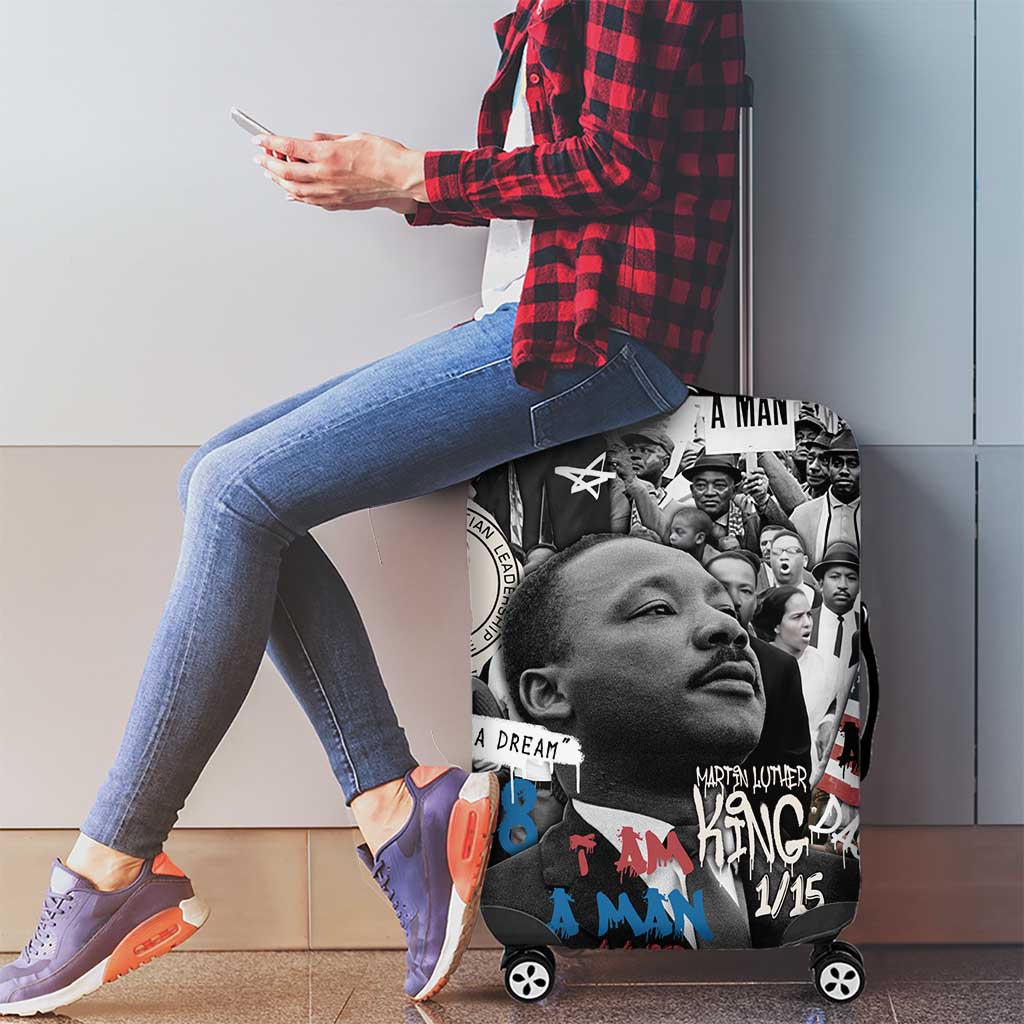 Martin Luther King Day Tribute Luggage Cover Civil Rights Collage and Classic American Street Graffiti Colors TS04