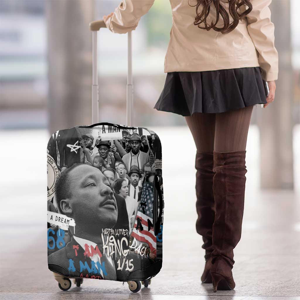 Martin Luther King Day Tribute Luggage Cover Civil Rights Collage and Classic American Street Graffiti Colors TS04