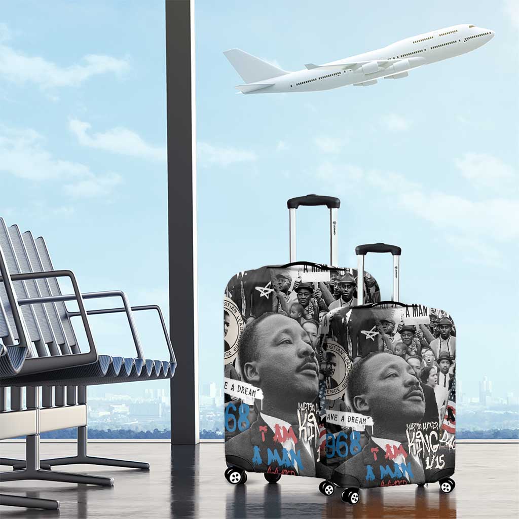 Martin Luther King Day Tribute Luggage Cover Civil Rights Collage and Classic American Street Graffiti Colors TS04