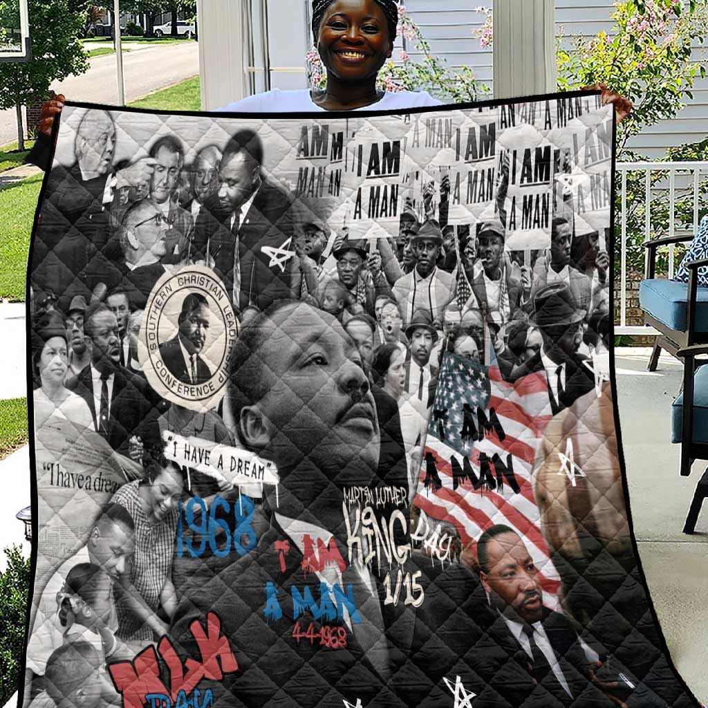 Martin Luther King Day Afro Quilt Civil Rights Leader - Classic American Street Graffiti TS04