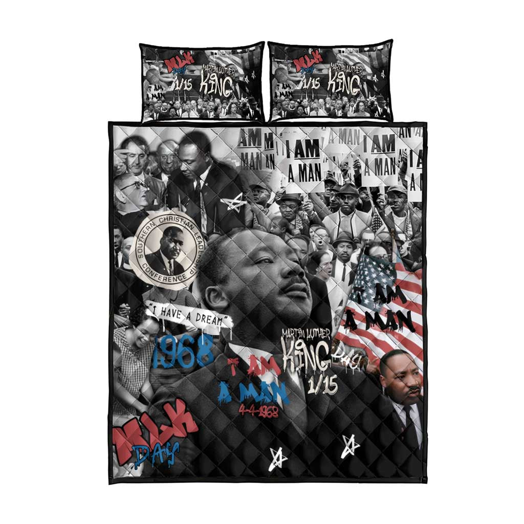 Martin Luther King Day Afro Quilt Bed Set Civil Rights Leader - Classic American Street Graffiti TS04
