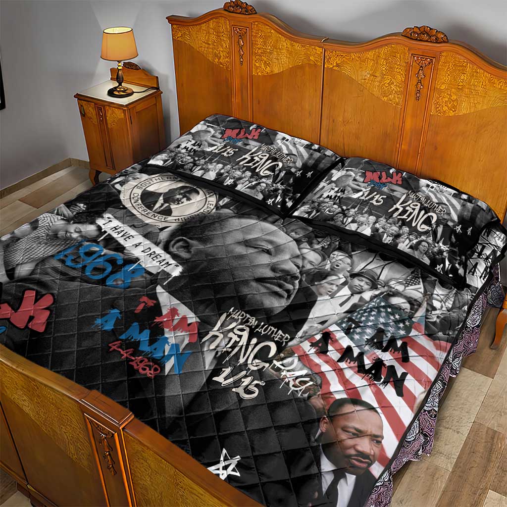 Martin Luther King Day Afro Quilt Bed Set Civil Rights Leader - Classic American Street Graffiti TS04