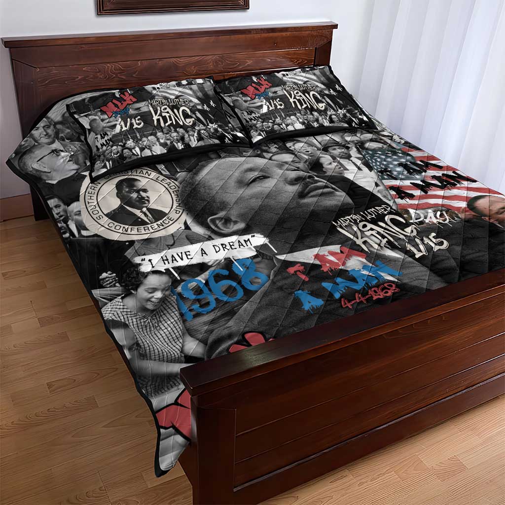 Martin Luther King Day Afro Quilt Bed Set Civil Rights Leader - Classic American Street Graffiti TS04