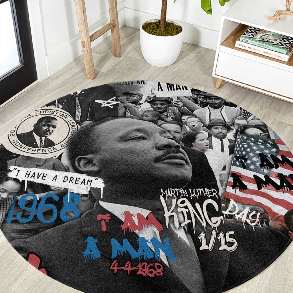Martin Luther King Day Afro Round Carpet Civil Rights Leader - Classic American Street Graffiti TS04