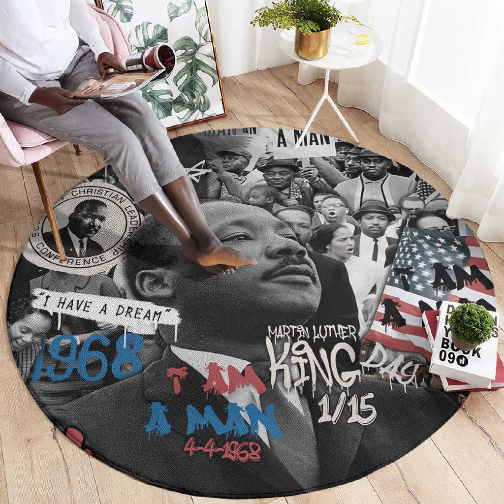 Martin Luther King Day Afro Round Carpet Civil Rights Leader - Classic American Street Graffiti TS04