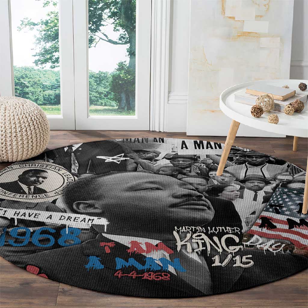 Martin Luther King Day Afro Round Carpet Civil Rights Leader - Classic American Street Graffiti TS04