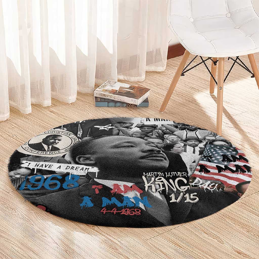 Martin Luther King Day Afro Round Carpet Civil Rights Leader - Classic American Street Graffiti TS04