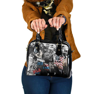 Martin Luther King Day Tribute Shoulder Handbag Civil Rights Collage and Classic American Street Graffiti Colors TS04