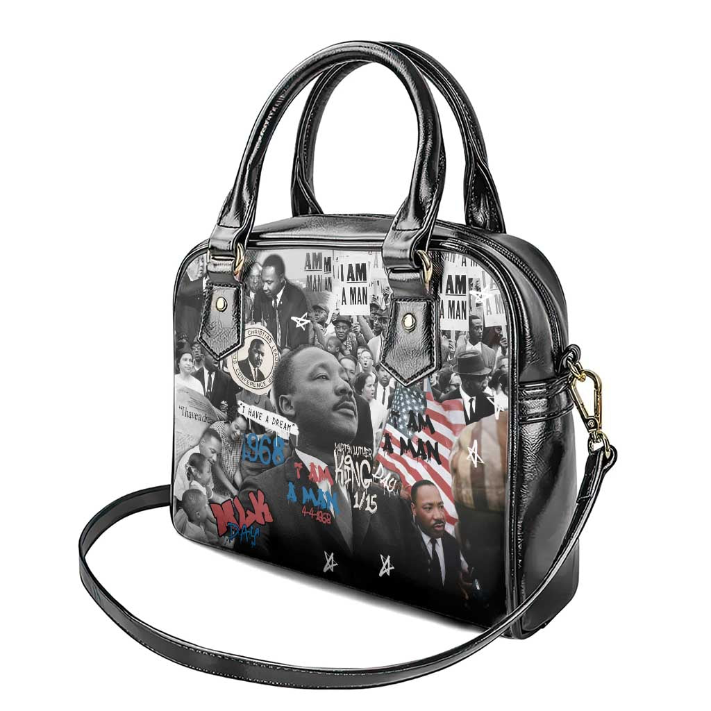 Martin Luther King Day Tribute Shoulder Handbag Civil Rights Collage and Classic American Street Graffiti Colors TS04