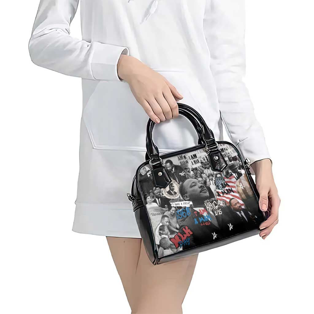 Martin Luther King Day Tribute Shoulder Handbag Civil Rights Collage and Classic American Street Graffiti Colors TS04