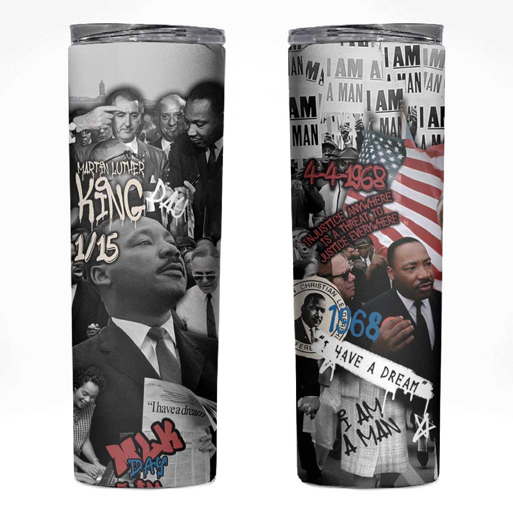 Martin Luther King Day Afro Skinny Tumbler Civil Rights Leader - Classic American Street Graffiti TS04