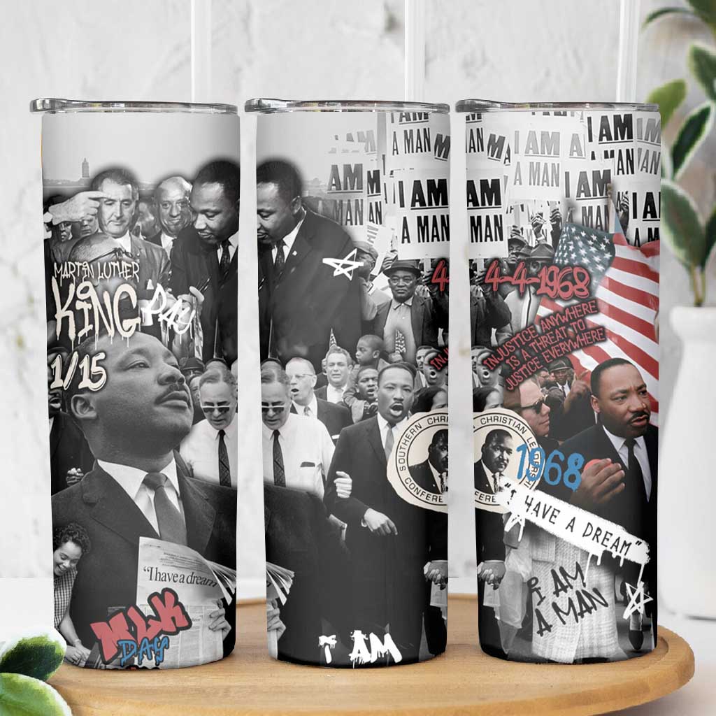 Martin Luther King Day Afro Skinny Tumbler Civil Rights Leader - Classic American Street Graffiti TS04