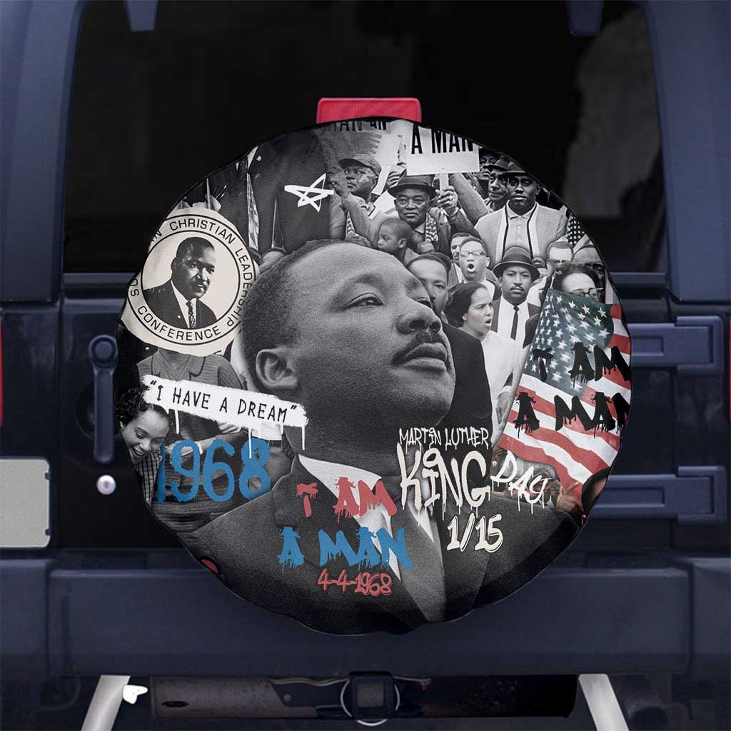 Martin Luther King Day Tribute Spare Tire Cover Civil Rights Collage and Classic American Street Graffiti Colors TS04