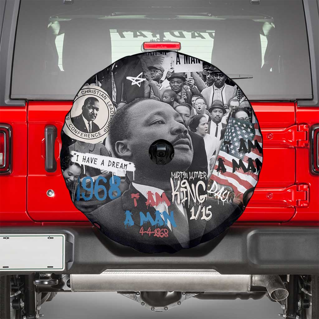 Martin Luther King Day Tribute Spare Tire Cover Civil Rights Collage and Classic American Street Graffiti Colors TS04