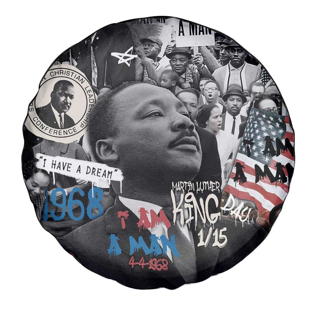 Martin Luther King Day Tribute Spare Tire Cover Civil Rights Collage and Classic American Street Graffiti Colors TS04