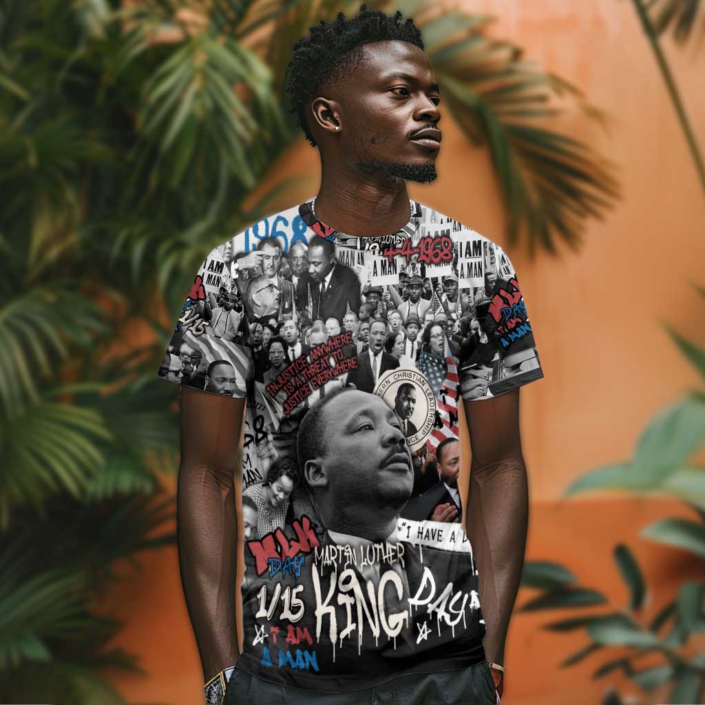 Martin Luther King Day Afro T shirt Civil Rights Leader - Classic American Street Graffiti TS04