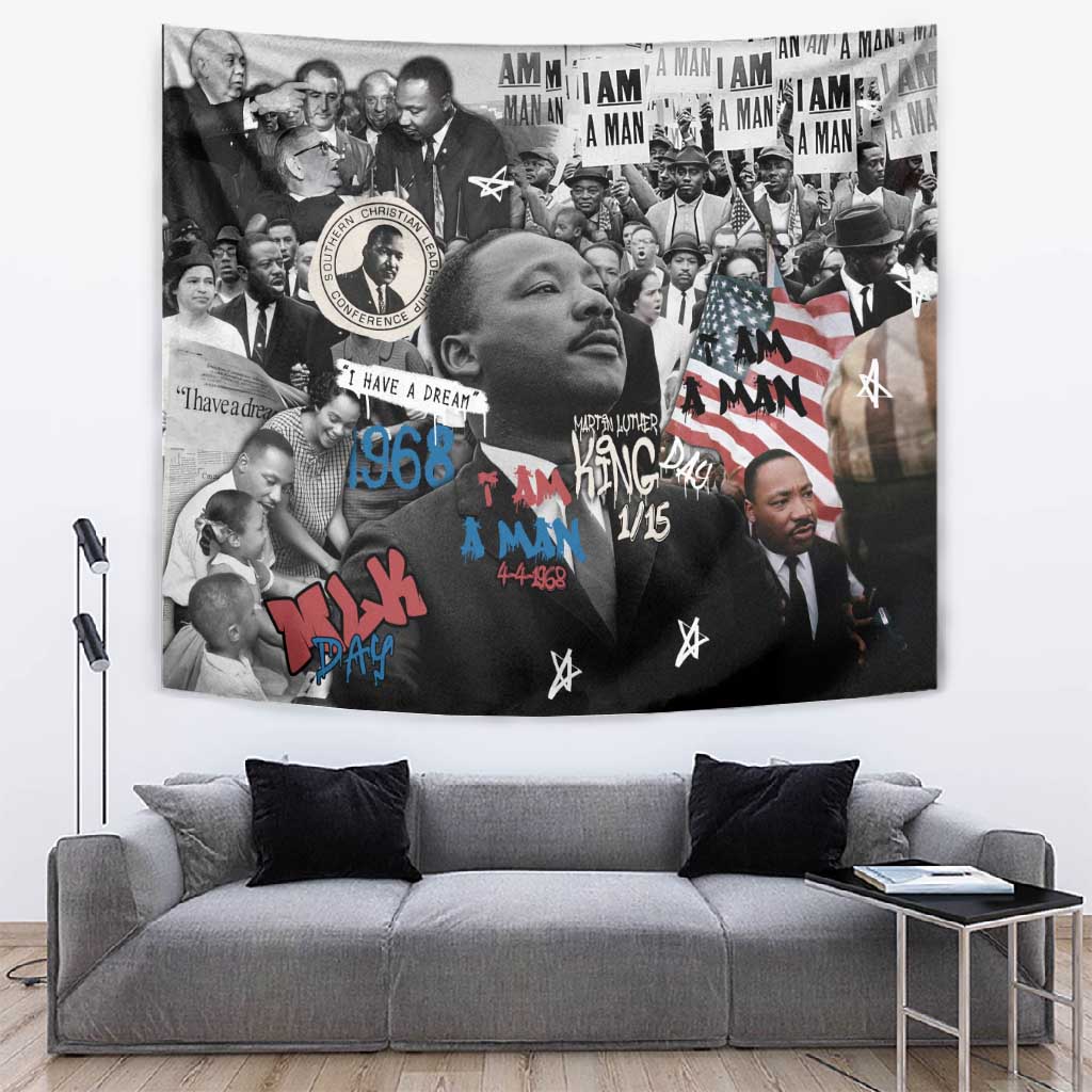 Martin Luther King Day Afro Tapestry Civil Rights Leader - Classic American Street Graffiti TS04