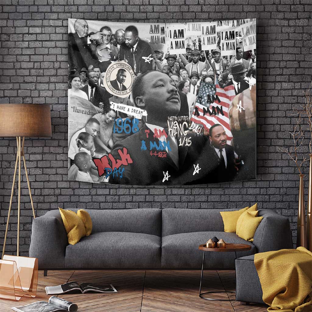 Martin Luther King Day Afro Tapestry Civil Rights Leader - Classic American Street Graffiti TS04