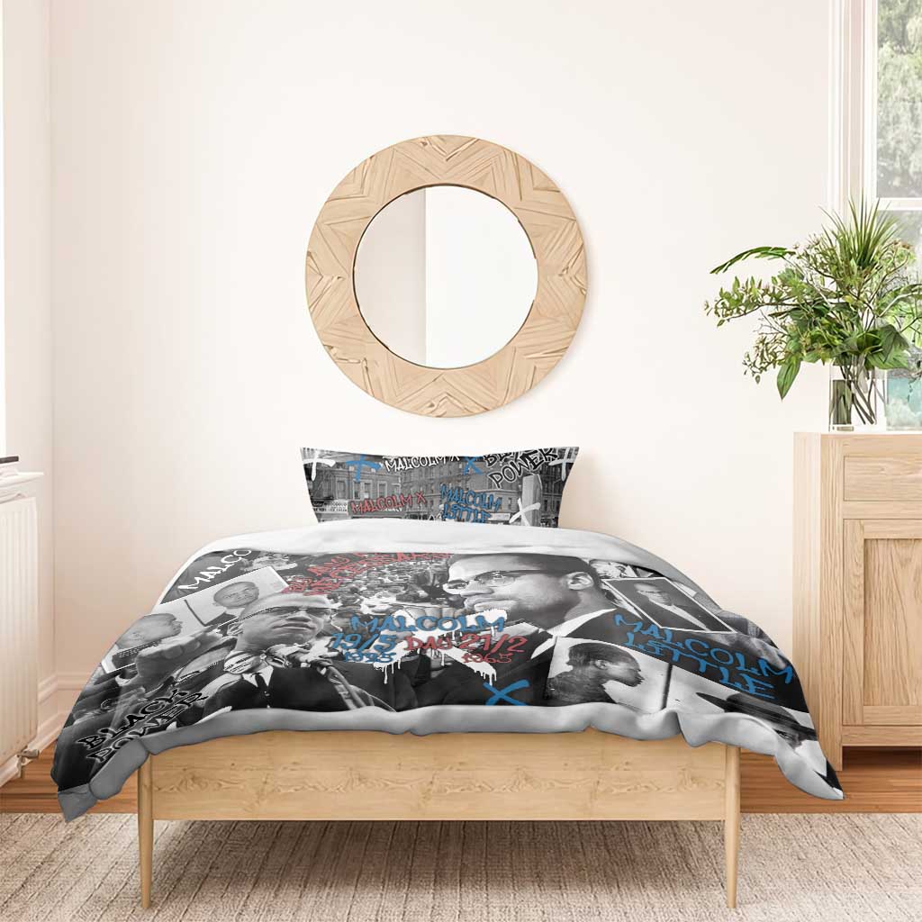 Afro Malcolm X Bedding Set Quotes Dates and Black History Activist Theme TS04