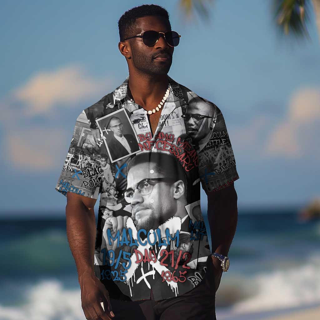 Afro Malcolm X Hawaiian Shirt Quotes Dates and Black History Activist Theme TS04
