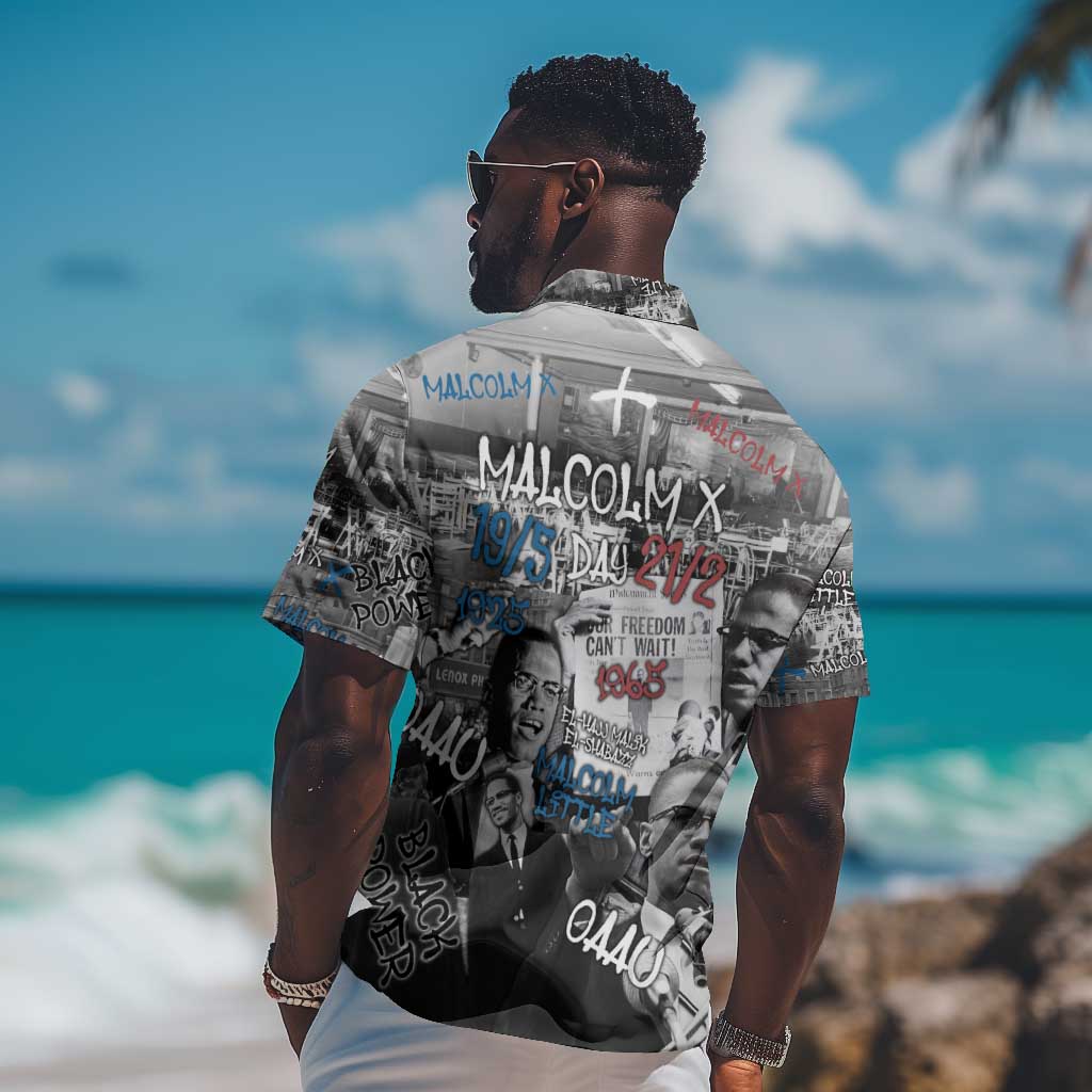 Afro Malcolm X Hawaiian Shirt Quotes Dates and Black History Activist Theme TS04