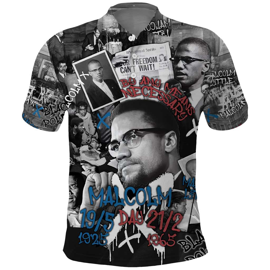 Malcolm X Polo Shirt Quotes Dates and Black History Activist Theme TS04