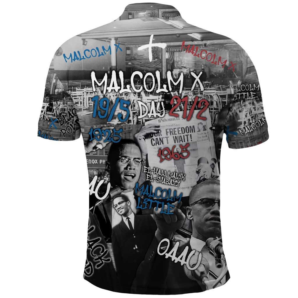 Malcolm X Polo Shirt Quotes Dates and Black History Activist Theme TS04