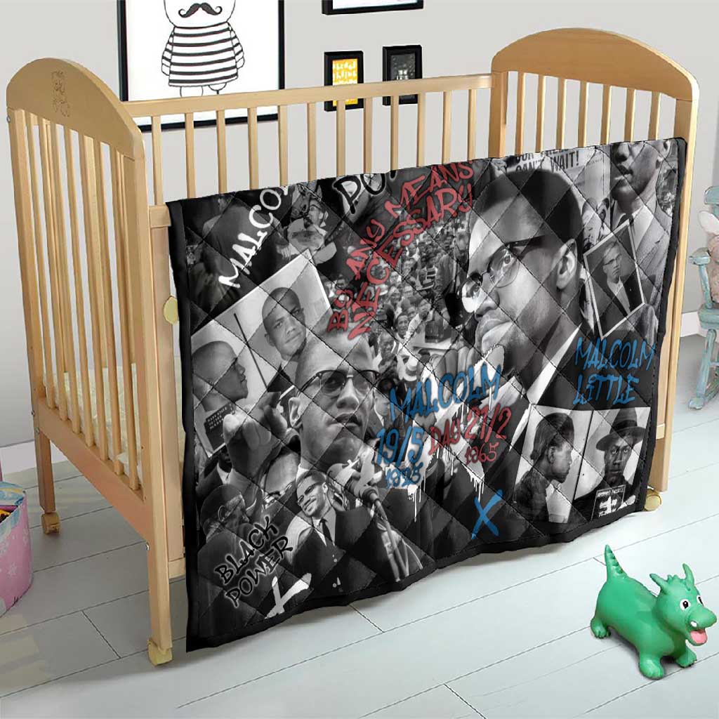 Afro Malcolm X Quilt Quotes Dates and Black History Activist Theme TS04
