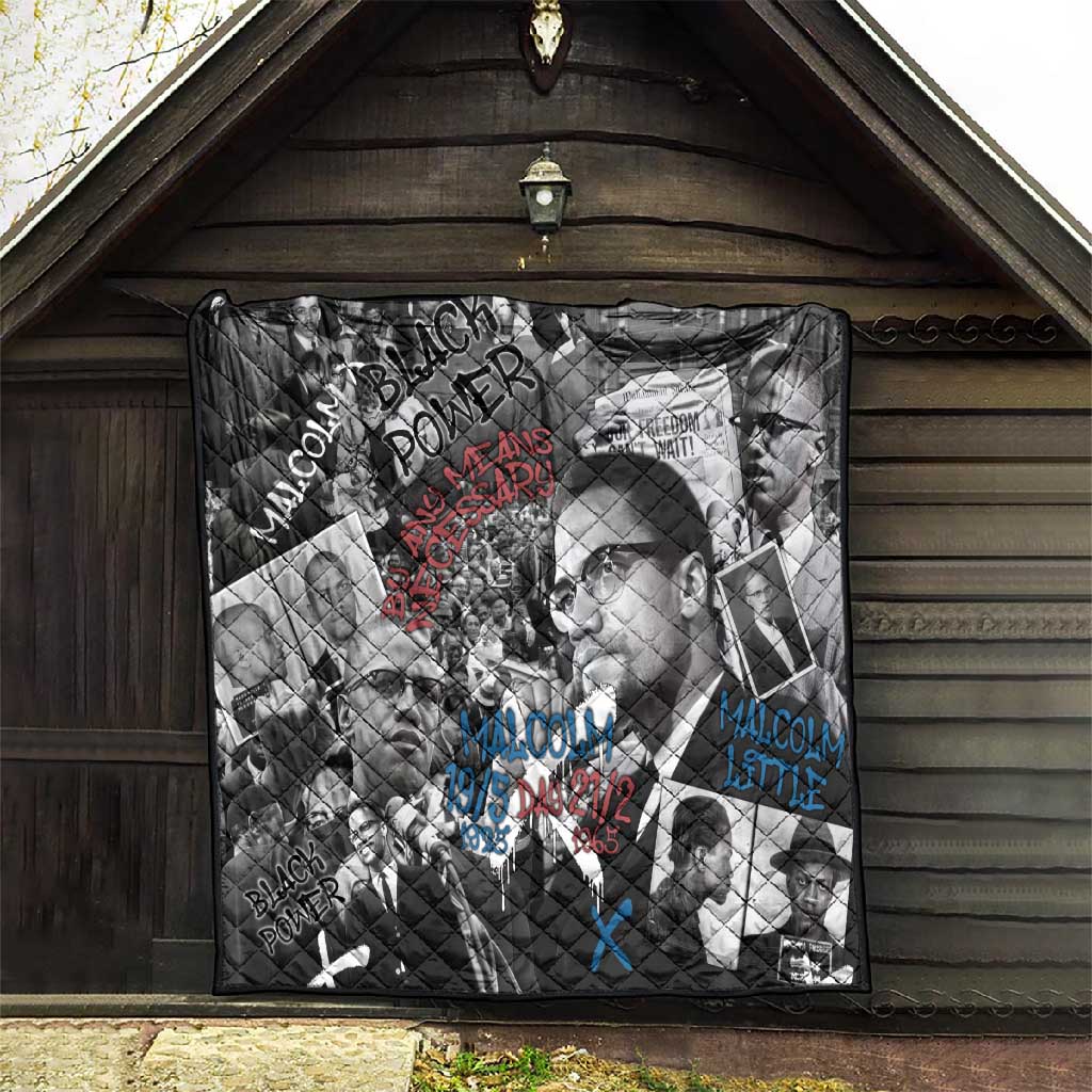 Afro Malcolm X Quilt Quotes Dates and Black History Activist Theme TS04