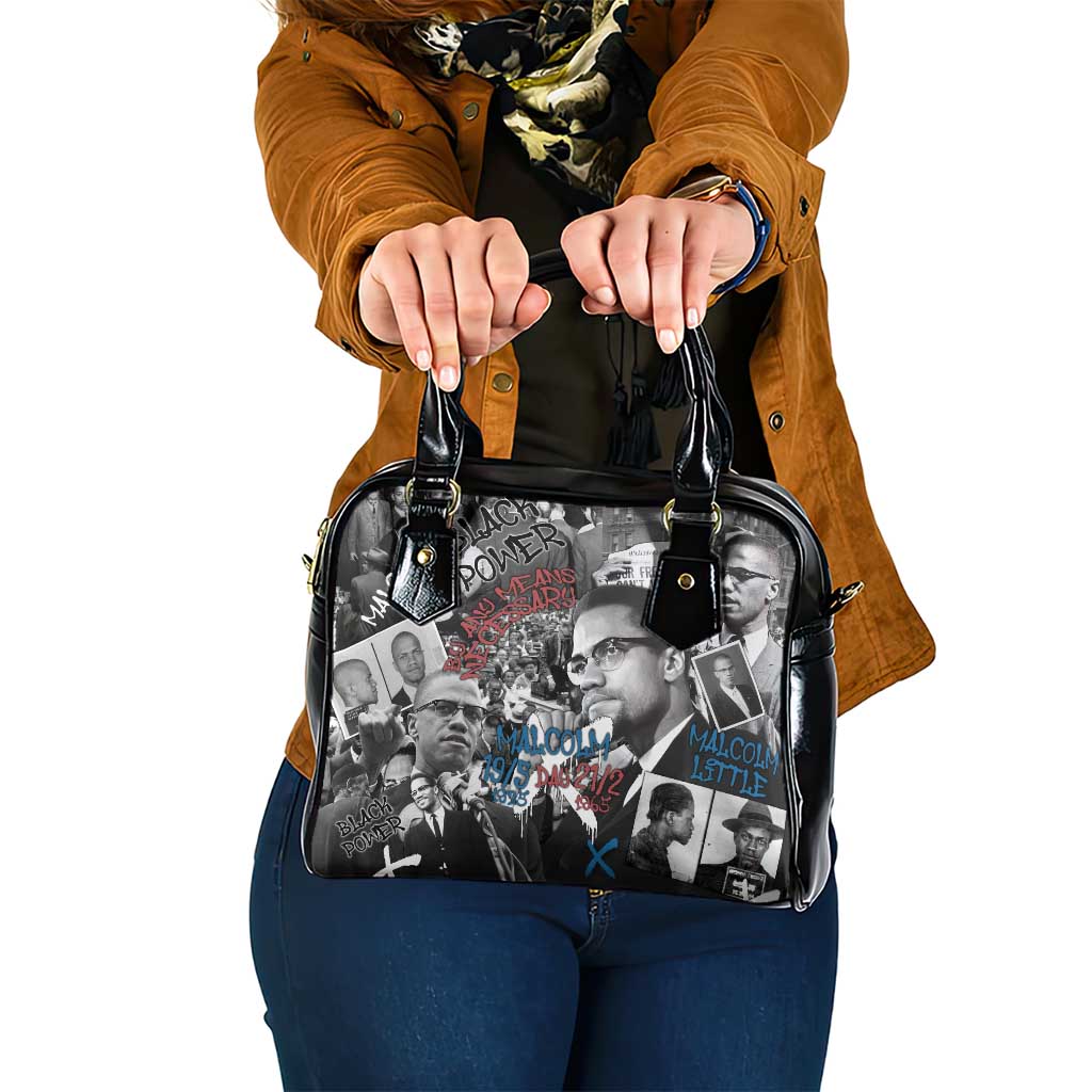Malcolm X Shoulder Handbag Quotes Dates and Black History Activist Theme TS04