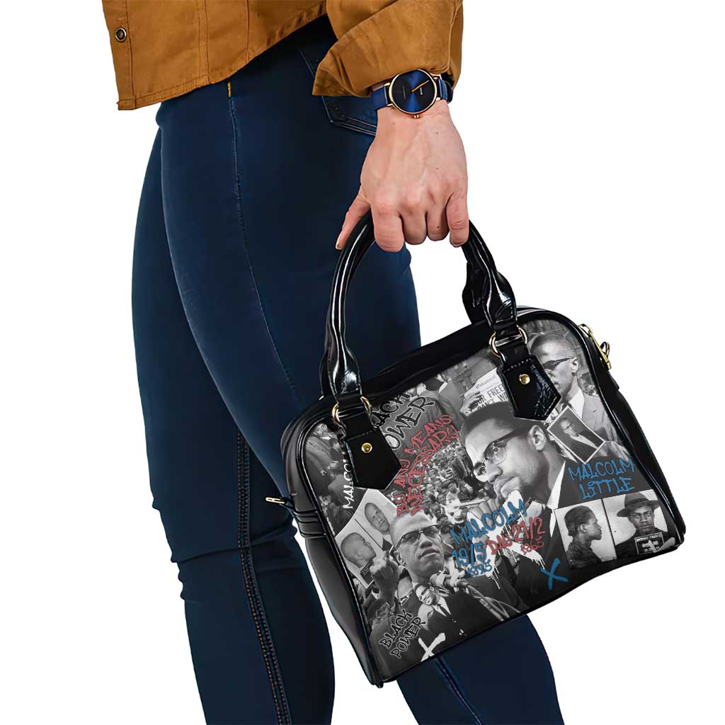 Malcolm X Shoulder Handbag Quotes Dates and Black History Activist Theme TS04