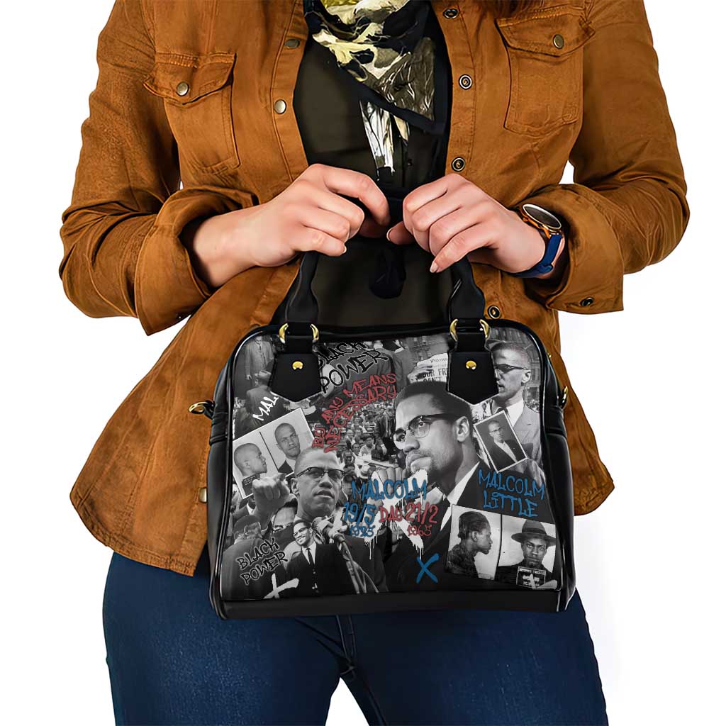 Malcolm X Shoulder Handbag Quotes Dates and Black History Activist Theme TS04